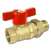Кран шаровый латунный Ру1,6МПа американка, бабочка, неполнопроходной