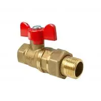 Кран шаровый Ру1,6МПа, латунный с американкой, бабочка, полнопроходной Valfex