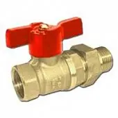 Кран шаровый латунный Ру1,6МПа американка, бабочка, неполнопроходной