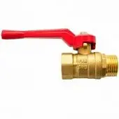 Кран шаровый латунный Ру1,6МПа муфта-штуцер, рычаг, полнопроходной НЗГА