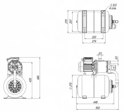 Насосные станции с баком гидрофоры - ДЖАМБО 60/35 Н-24 с баком из нержавеющей стали Джилекс (4022Н)