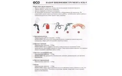 Набор пневмоинструмента ECO SGK-5