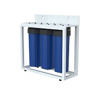 Тройной магистральный фильтр Unicorn FH10 Big Blue TRIO 1" UN + ключ + подставка (Синий)